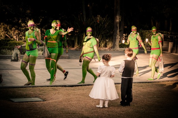 Ninja turtle wedding photo bombs are awesome… or are they? Photo by York Street Creative.